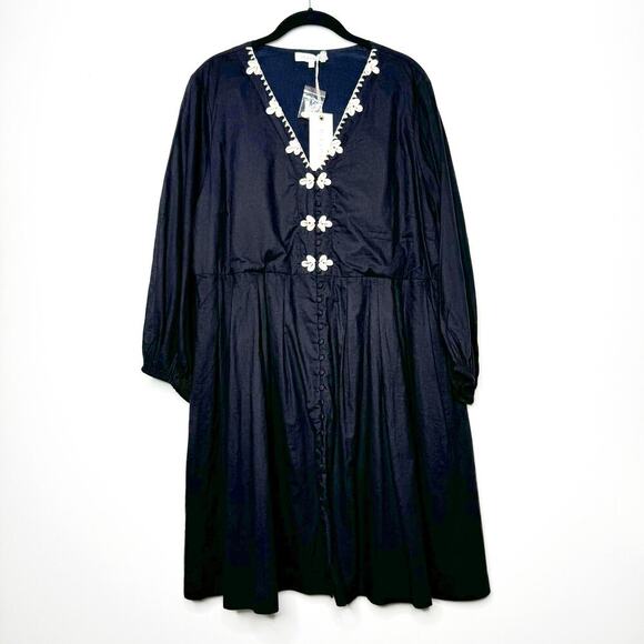 Marea Solana Mini Dress in Black Seashell Cotton Size XL - Picture 2 of 13